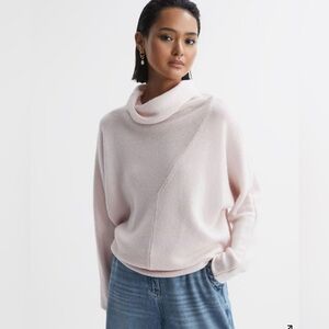 Reiss Eva Wool Blend Turtle Neck Jumper in Light Pink small oversized sweater